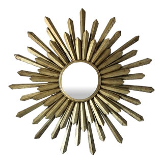 Gilt Metal Starburst Mirror For Sale