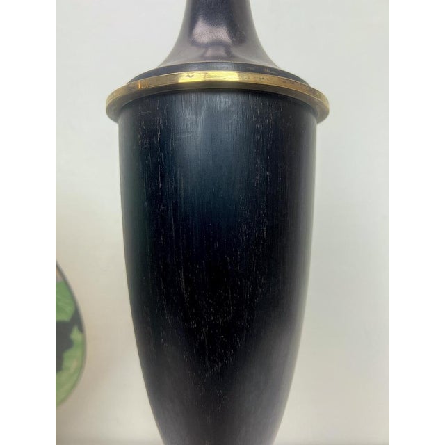 Turned Dark Oak Baluster Shaped Table Lamp, 1950s For Sale - Image 9 of 18