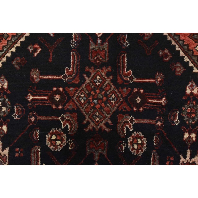 Blue Hamedan Runner 3’6” X 8’10” Blue Wool Semi-Antique Tribal Hand-Knotted Rug For Sale - Image 8 of 14