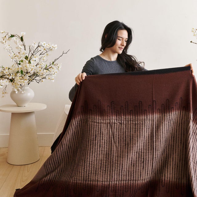 Handwoven Mink Brown Myrtle Drift Merino Throw For Sale In Detroit - Image 6 of 7