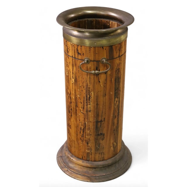 Antique Brass Mounted English Country Umbrella Stick or Cane Stand.