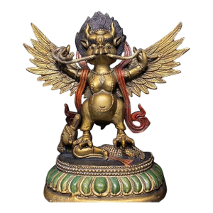Late 19th Century Gilt Bronze Garuda Statue, Mythical Bird Figure, 700g