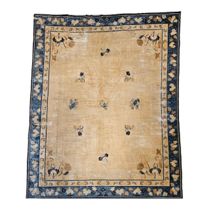 19th Century Antique Chinese Peking Rug, Handwoven Wool on Cotton, 12' X 14'