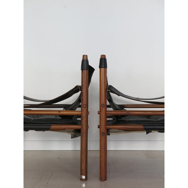 Scandinavian Armchairs in Black Leather and Wood by Arne Norell, Sweden, 1960s, Set of 2 For Sale - Image 11 of 18