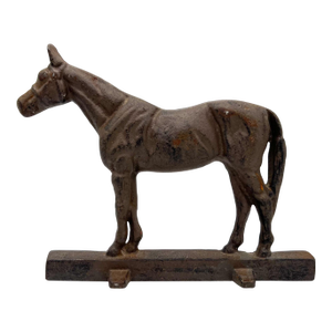 Antique Cast Iron Horse Doorstop – Rustic Patina – Early 20th Century Americana / Equestrian Folk Art