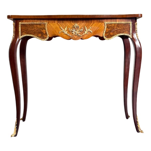 Vintage French Louis XV Style Marquetry Console Table, 1930s For Sale