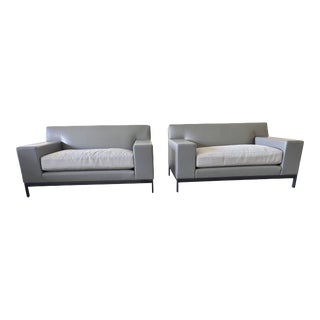 2000s Modern Loveseat Leather and Fabric - Set of 2 For Sale
