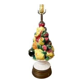 Mid-20th Century Italian Ceramic Fruit Topiary Lamp – Country French / Whimsical Style For Sale