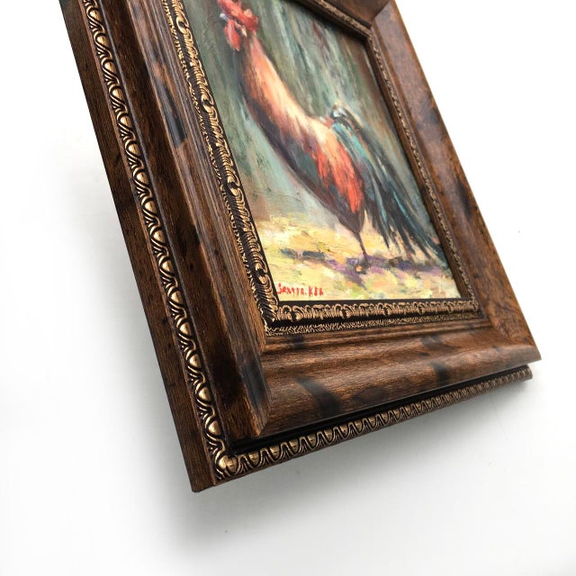Framed Rooster Original Painting Farm Decor by Valeriya Serova For Sale - Image 13 of 16