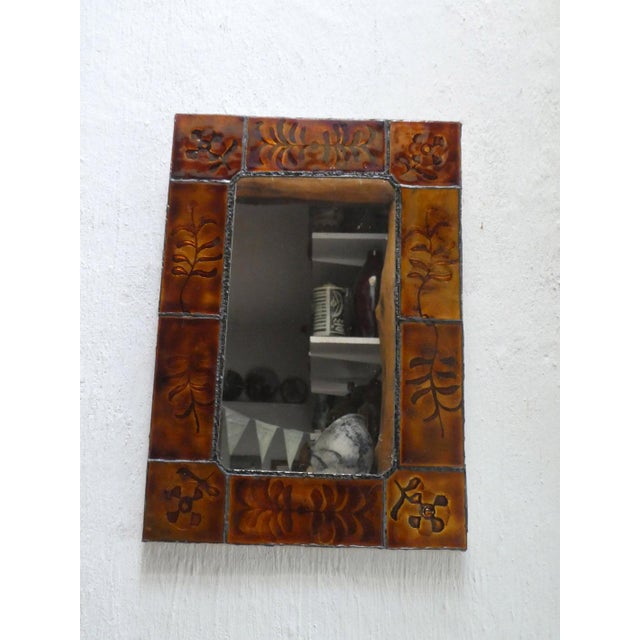 Enamelled Copper Mirror, 1970, in Very Good conditions. Designed 1970 to 1979