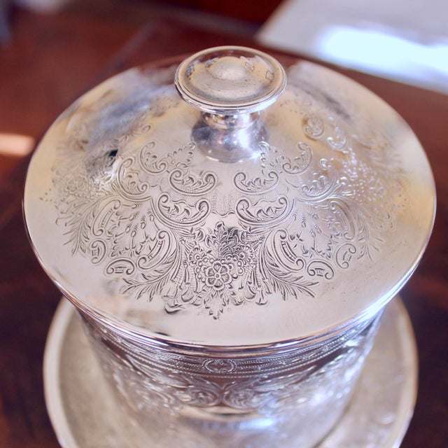 Metal English Vintage Silver Plate on Nickel Biscuit Box For Sale - Image 7 of 10