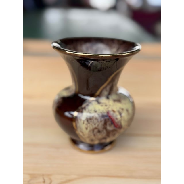 Brown A Vintage Jasba Keramik Vase With a Brown and Cream Glaze and Gold Rim. For Sale - Image 8 of 8