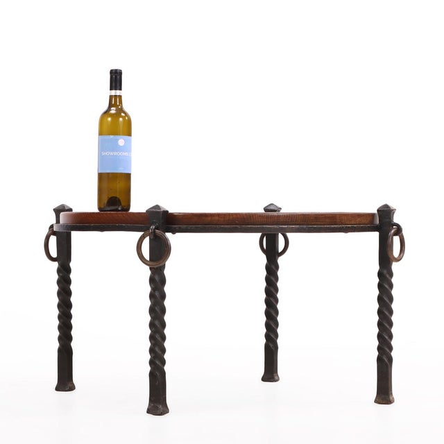 French Brutalist Oak and Iron Coffee Table, C. 1960 For Sale - Image 4 of 7