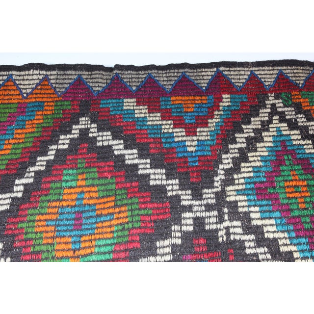 Saffron Vintage Anatolian Cicim Kilim With Diamond Motifs – Handwoven Tribal Flatweave -6' 4'' X 8' 4'' For Sale - Image 8 of 13