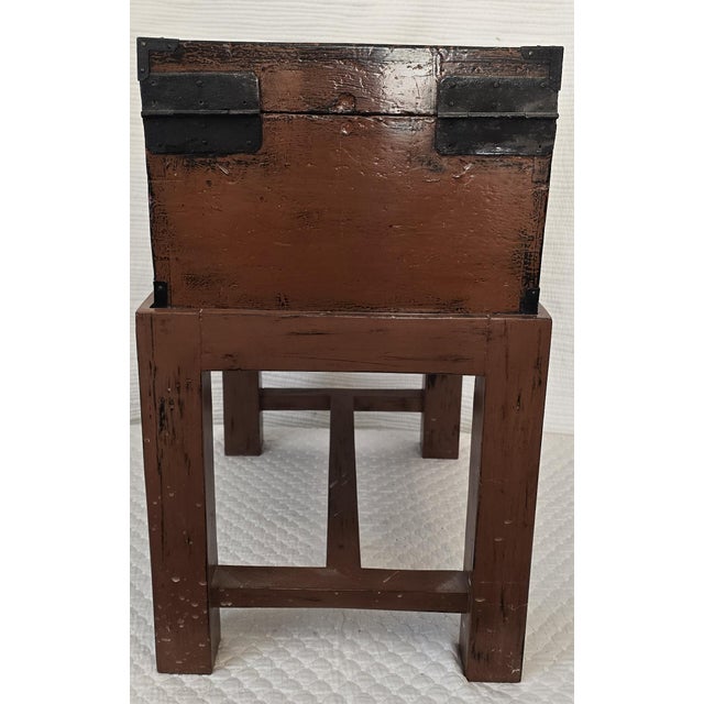 19th Century Black and Ochre Painted Wooden Box on Stand For Sale - Image 4 of 10