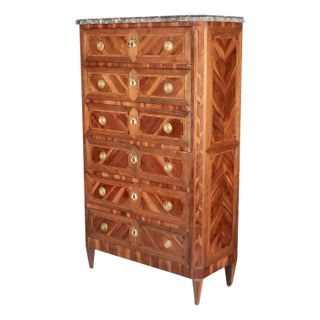 French Louis XV Style Marquetry Chiffonier, Walnut & Mahogany, C. 1800-1840 For Sale