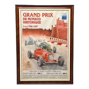 French Mid-Century Modern, Large Framed Racing Poster, Monaco Grand Prix, 1997
