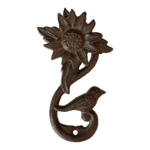 Vintage Cast Iron Bird on Flower Door Knocker