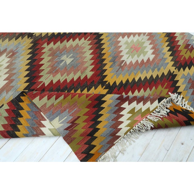 Turkish Antalya Wool Rug Kilim Rug-6’4’x9’8" For Sale - Image 12 of 13