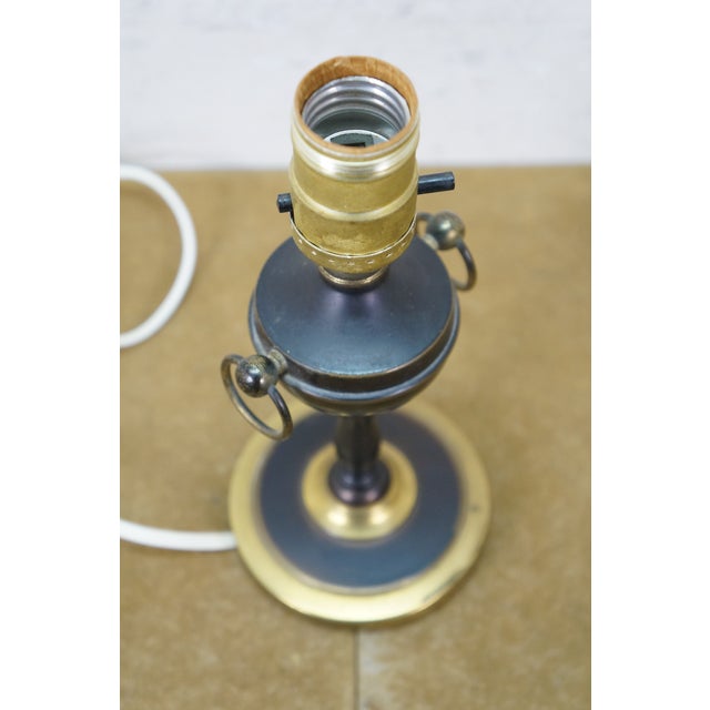 Mid 20th Century Vintage Black Brass Neoclassical Mantle Urn Boudoir Vanity Table Lamp 15" For Sale - Image 5 of 14