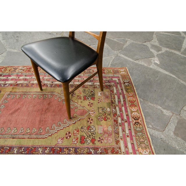 Textile House of Séance - 1880s Antique Anatolian Wool Pile Temple Prayer Small Accent Hand-Knotted Rug - 3′11″ × 5′7″ For Sale - Image 7 of 10