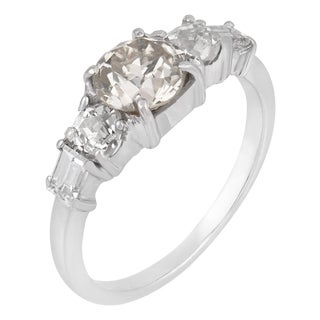 Mid 20th Century Old European Diamond 18k White Gold Engagement Ring, Size 4.5 For Sale