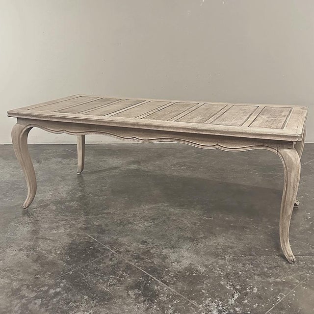 Wood Antique Country French Stripped Fruitwood Dining Table For Sale - Image 7 of 14