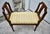 Wood Antique Regency Walnut Vanity Bench Double Arm Inlaid Wood Gold Stripe 1910s For Sale - Image 7 of 13