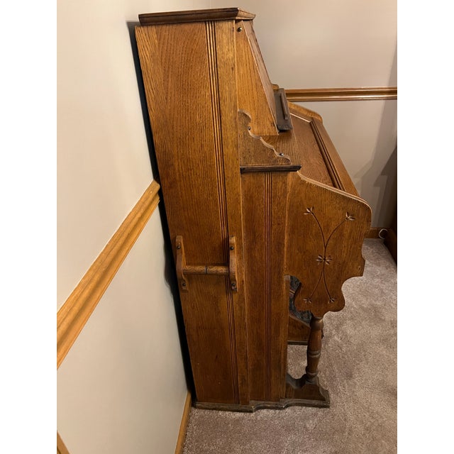 1890s Crescent Oak Pump Organ Made for Harding & Miller For Sale - Image 4 of 12