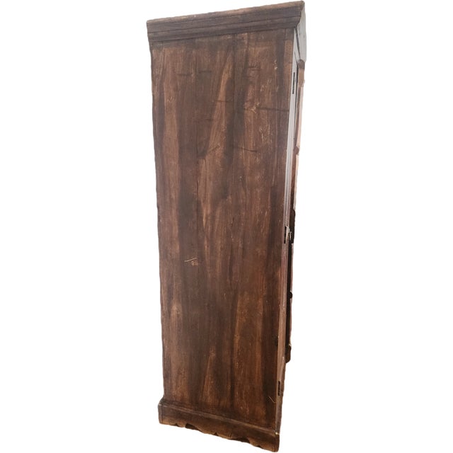 Antique Hand-Carved Wood Wardrobe with Carved Doors and Iron Grille, Bali, Indonesia, 1920s For Sale - Image 18 of 18