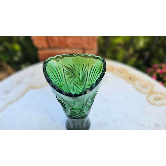 Glass vase, name Rosette, Ząbkowice glassworks, 1970s, dimensions: height 19.2 cm, width/depth 10.5 cm.