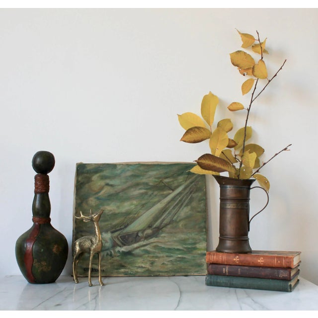 Olive Vintage Italian Leather Decanter For Sale - Image 8 of 11