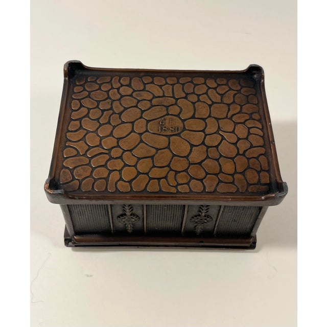 Late 19th Century Antique 19th Century Jennings Brothers Jb 1880 Ornate Metal Trinket Box For Sale - Image 5 of 9