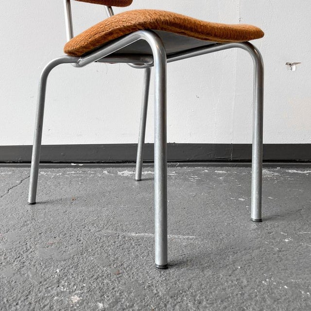 Mid-Century Aluminium Chair with Orange Fabric For Sale - Image 12 of 18