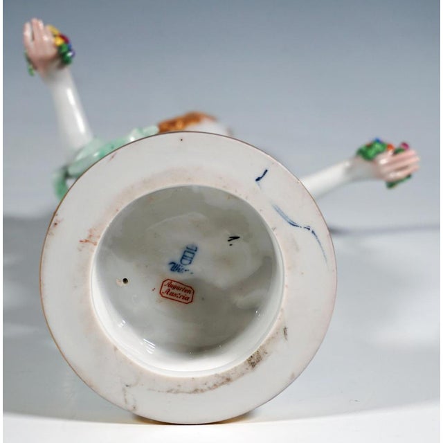 Porcelain Striding Girl with Flowers from Augarten, Vienna, Austria, 1924 For Sale - Image 6 of 7
