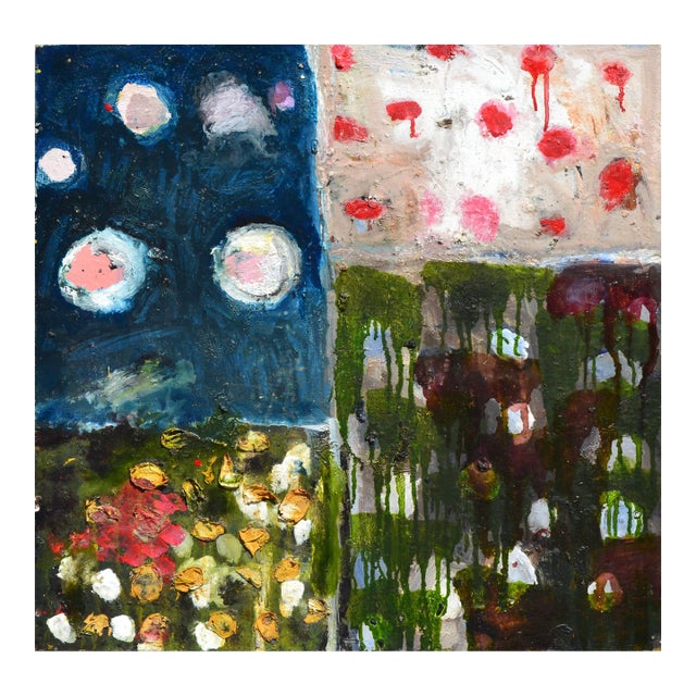 Quadrants With Flower Petals - Abstract Impressionist San Francisco School by Kristin Cohen For Sale