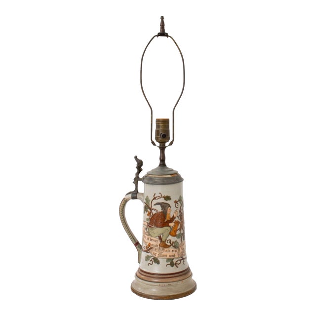 German Bier Stein Mounted as a Lamp For Sale