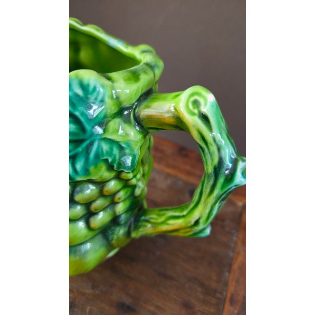 1960s Inarco E2611 Green Majolica-Style Fruit Pitcher For Sale - Image 10 of 14