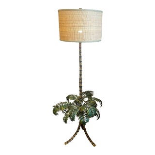 Vintage Italian 1960's Toile Palm Tree Lamp For Sale