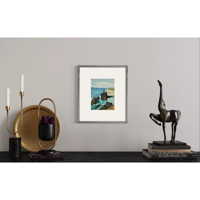 1970s 1970s Vintage Summer Beach, Bluish Sky Original Painting For Sale - Image 5 of 8