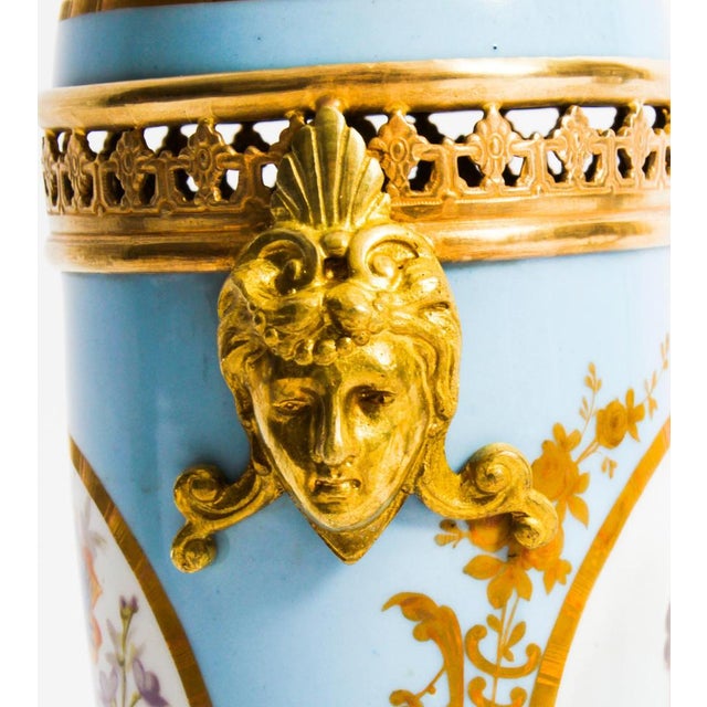 French Duck Egg Blue Sevres Urns, 19th Century, Set of 2 For Sale - Image 16 of 18