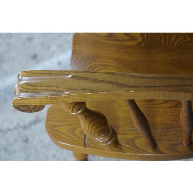 Vintage Nichols & Stone Oak Windsor Rocking Chair Hoop Back Colonial Rocker For Sale - Image 14 of 17