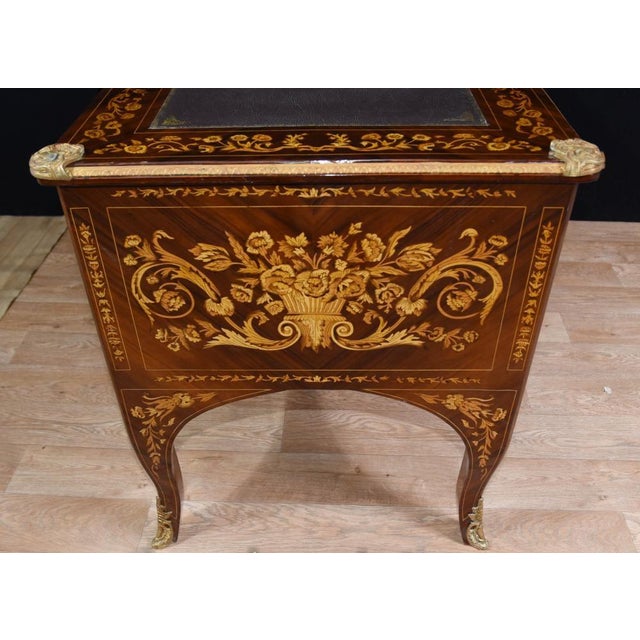 Louis XV French Desk Knee Hole Writing Table For Sale - Image 3 of 12