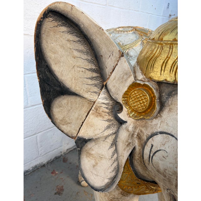 Large Hand-Carved Indian Processional Elephant Sculpture For Sale - Image 9 of 12