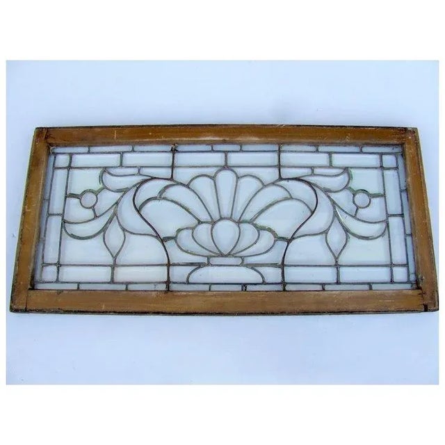 Victorian Beveled Glass Window in original frame in good condition. 48 1/2'' by 22 3/4''