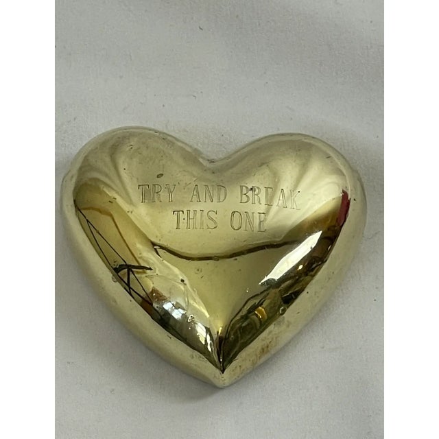 "Try and Break This One", Mid-Century Alexander Sheilds Brass Heart Paperweight For Sale - Image 15 of 16