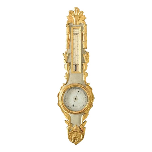 French 19th Century Gilt & Painted Barometer For Sale