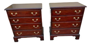 Henkel Harris Chippendale Style Solid Mahogany Four Drawers Small Chests or Nightstands.