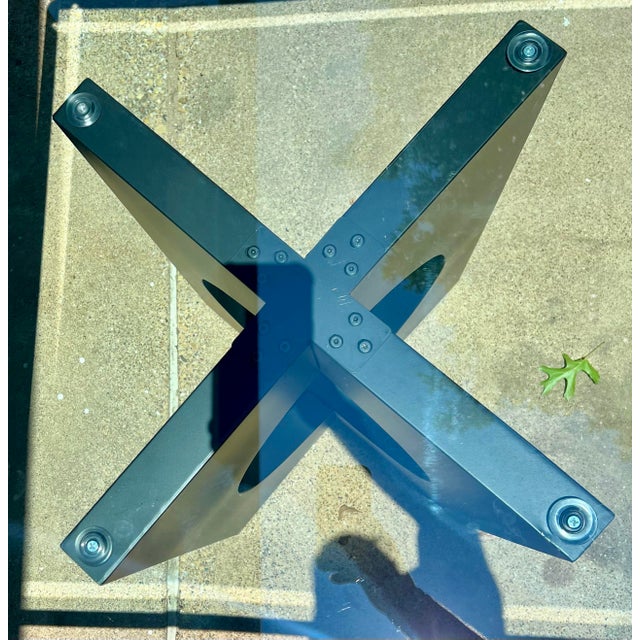 Metal Oversized Contemporary Sculptural Steel & Thick Glass Dining or Conference Table, 8’ For Sale - Image 7 of 7