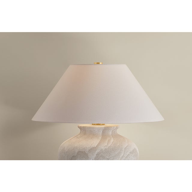 2020s Hudson Valley Lighting Allards 24 in. 1 Light Table Lamp in Aged Brass and Ceramic Watercolor Sand Finish For Sale - Image 5 of 11